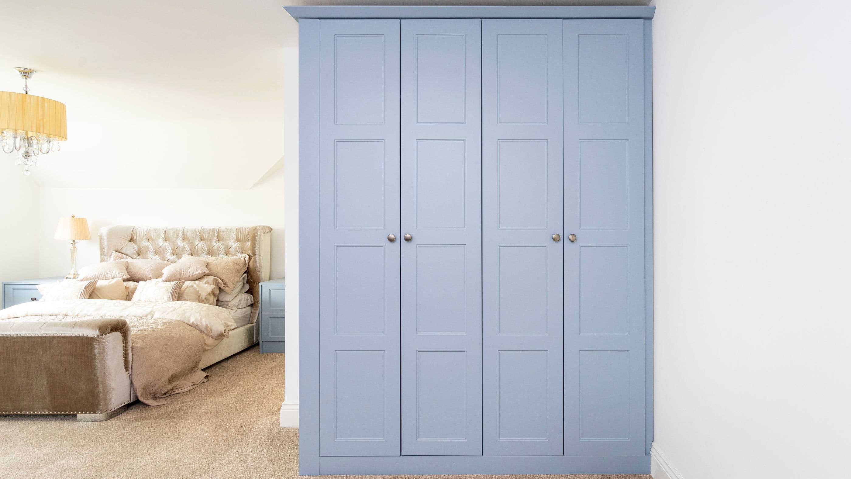 Blue shaker fitted wardrobes Liverpool.