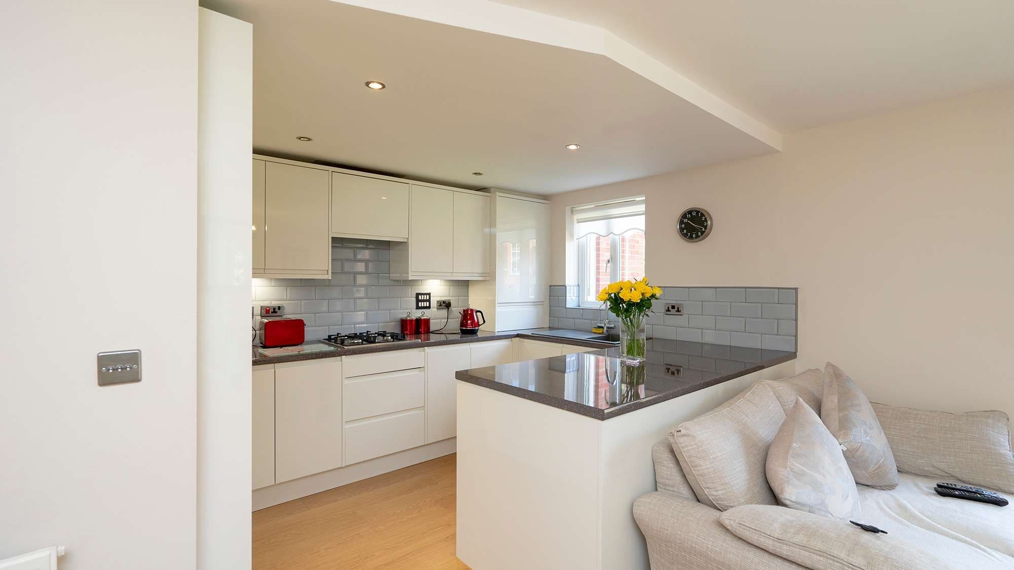 Another view of the kitchen replacement showing the open plan aspect to the room.