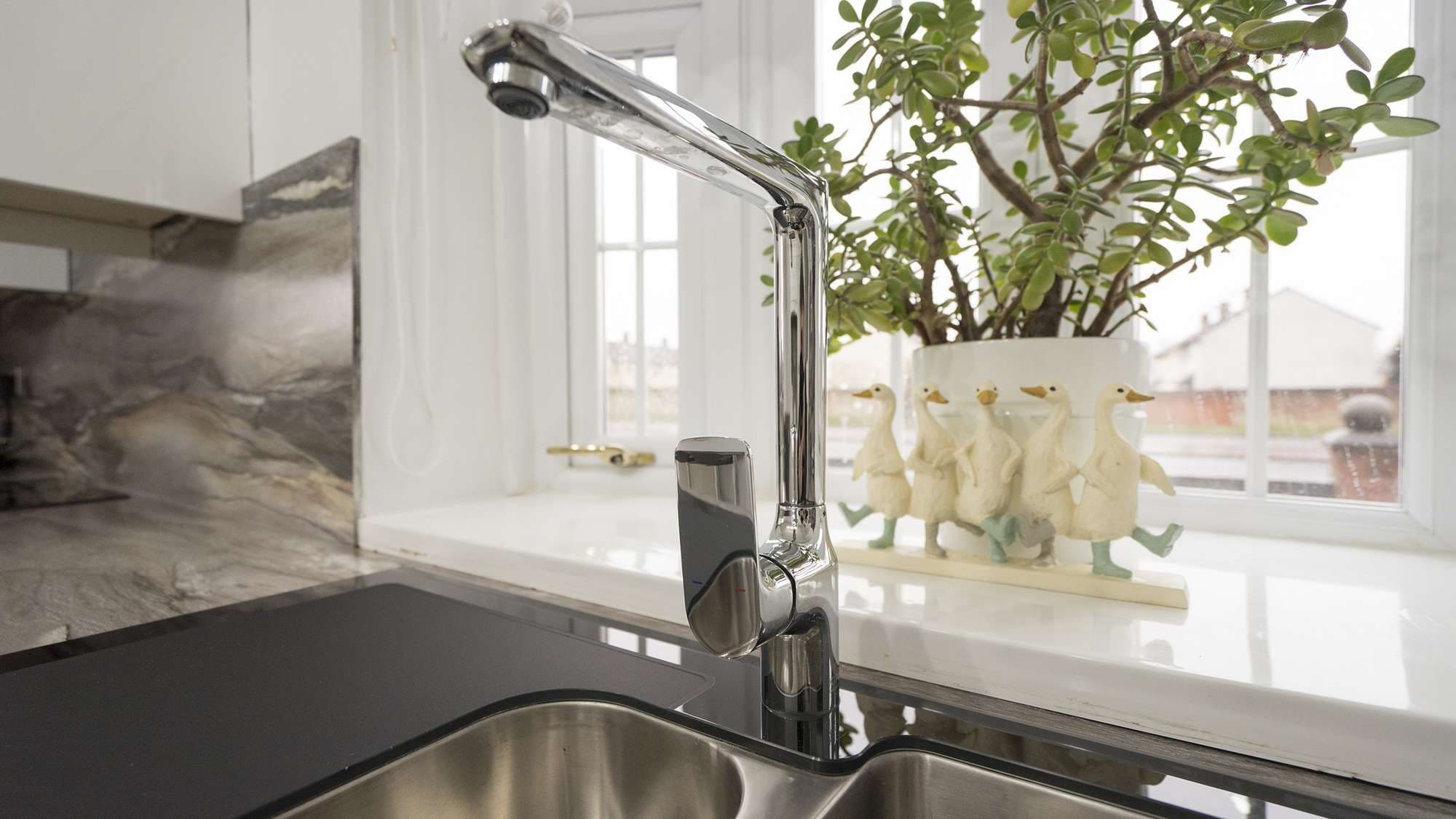Close up of the chrome tap.