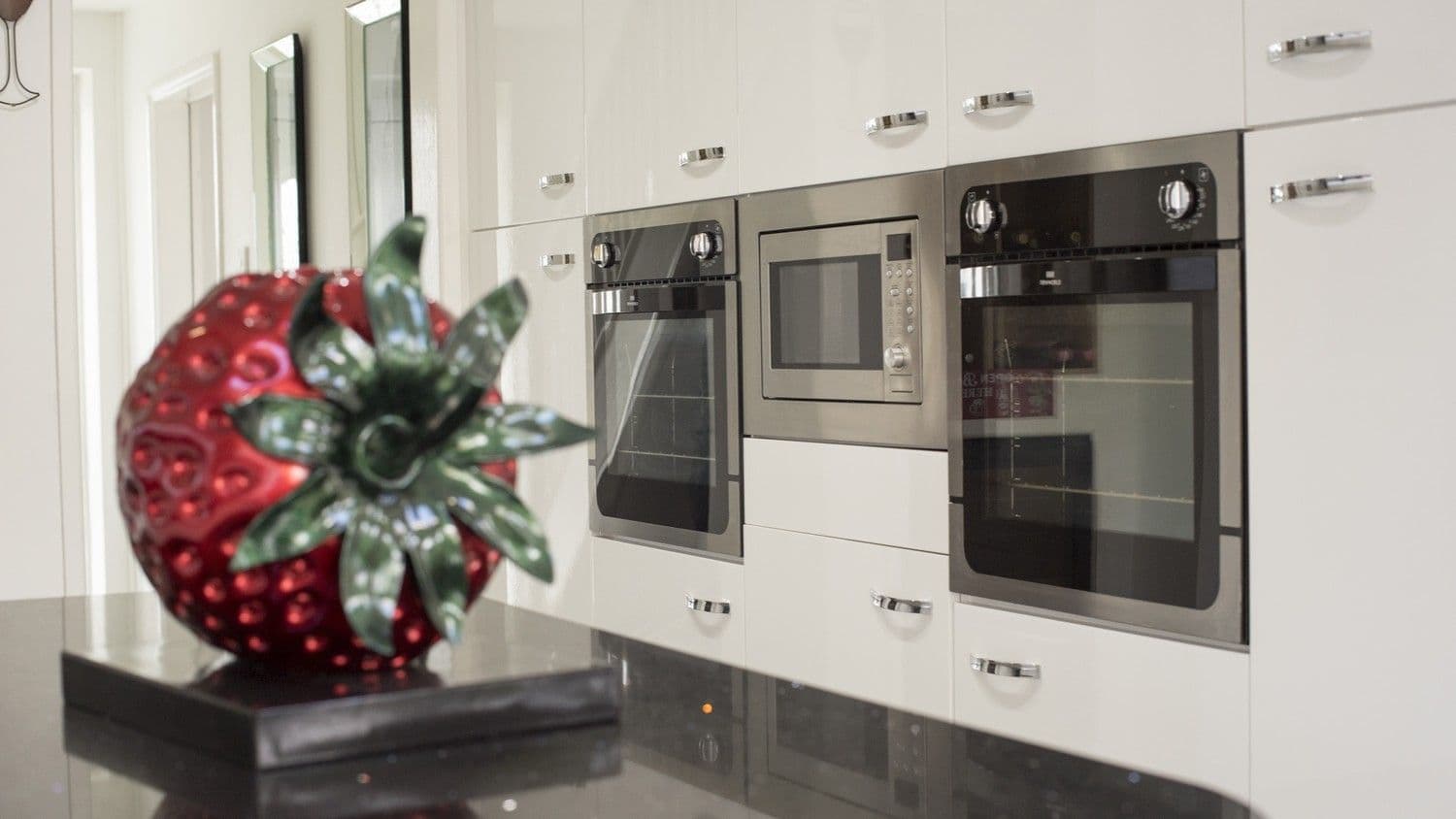 Close up of the Integrated kitchen appliances.
