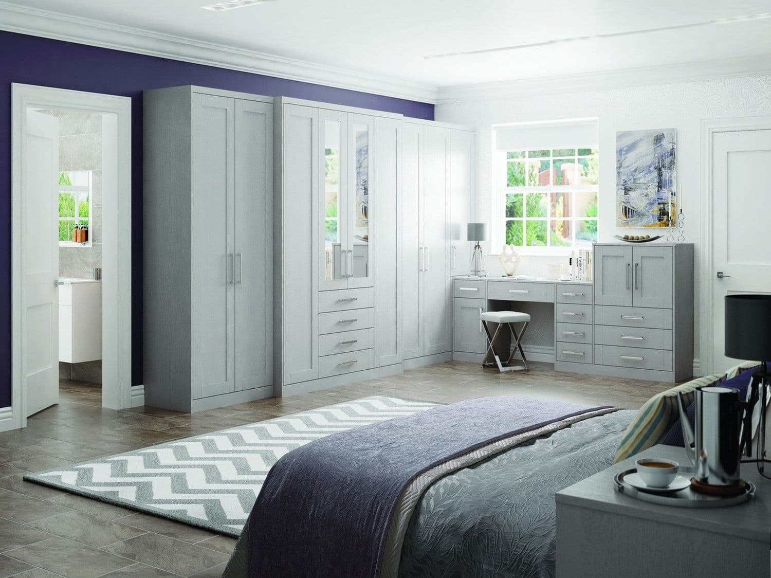 Grey shaker wardrobes and dressing table