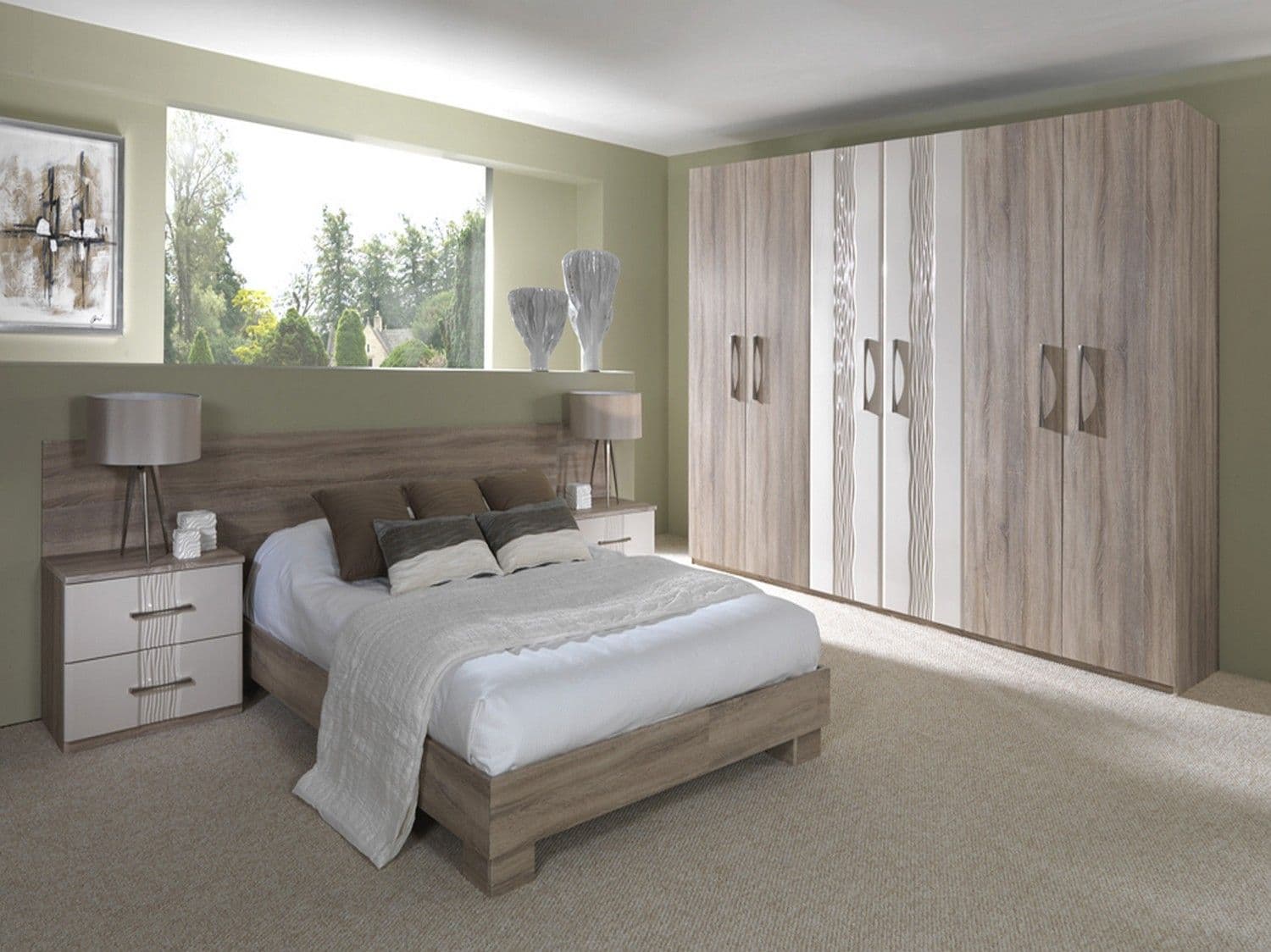 Driftwood-effect fitted wardrobes