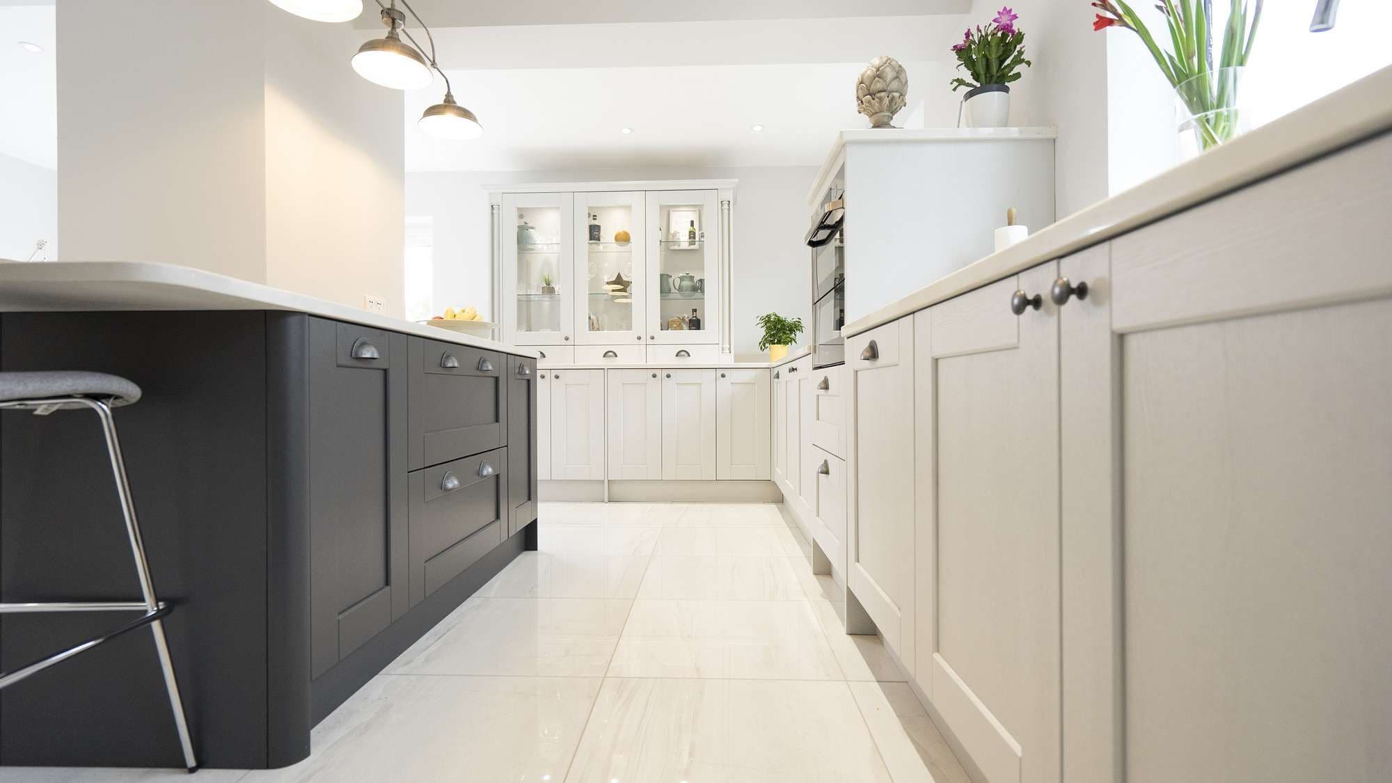 Another view of the main kitchen, Curved timber details on the corner of the island add a soft and safe finish.
