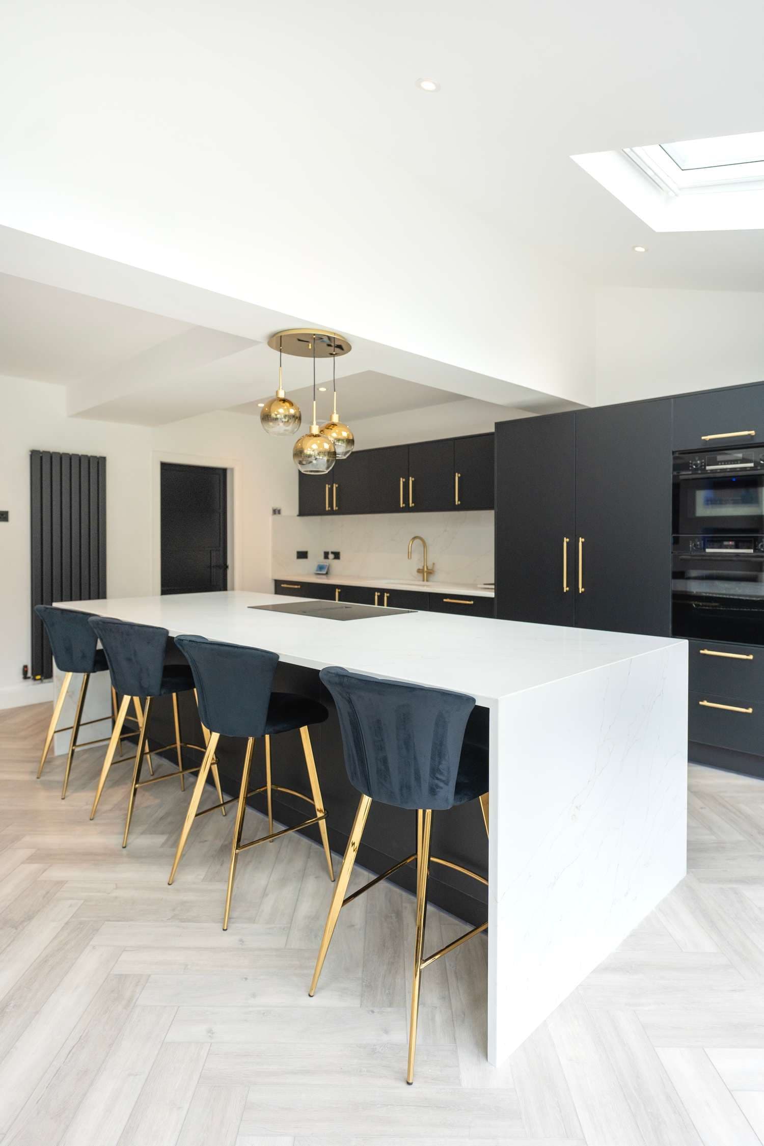 Vertical view of kitchen island.