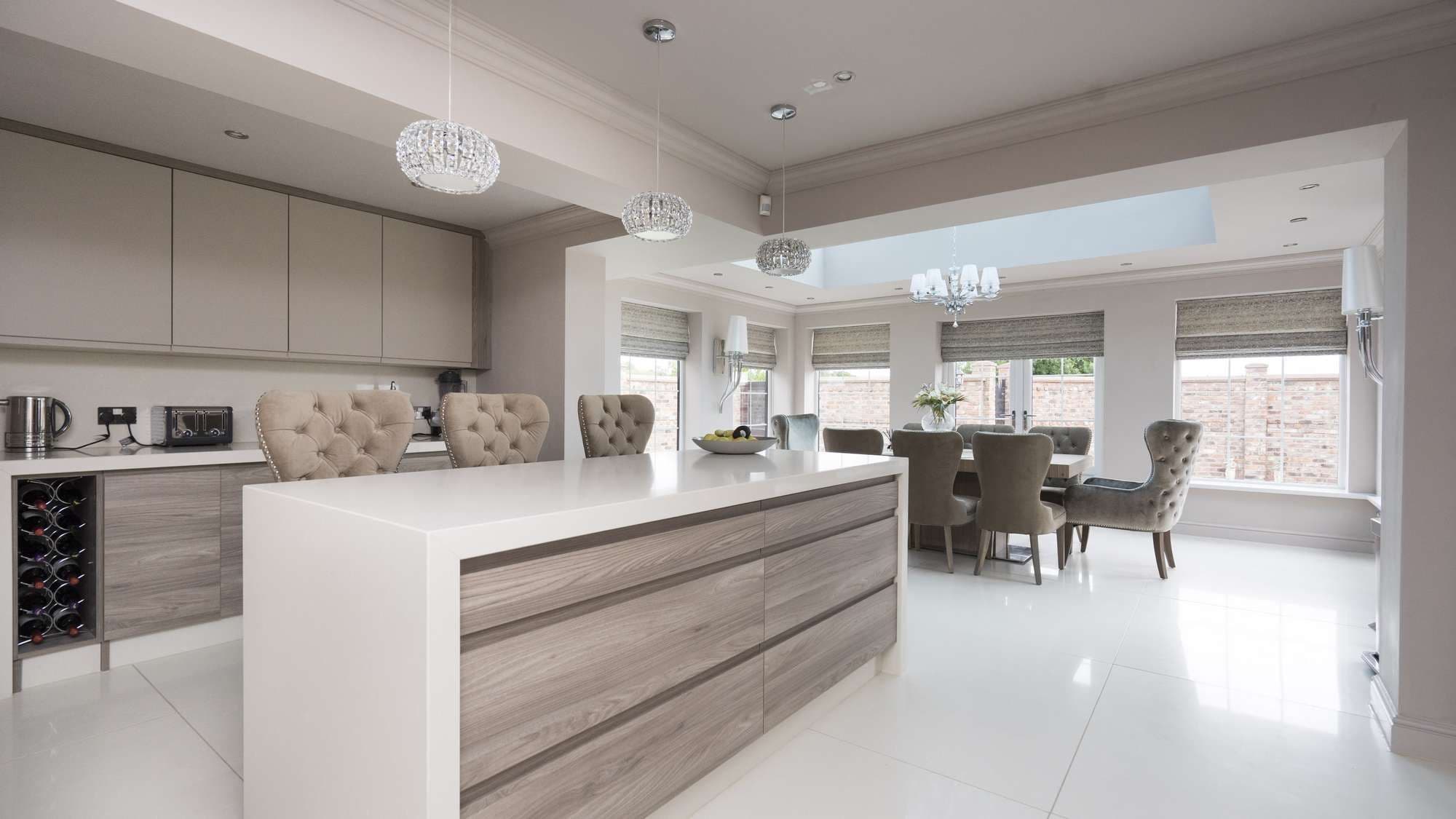 Alternative view of this kitchen showing the new extension and dining area.